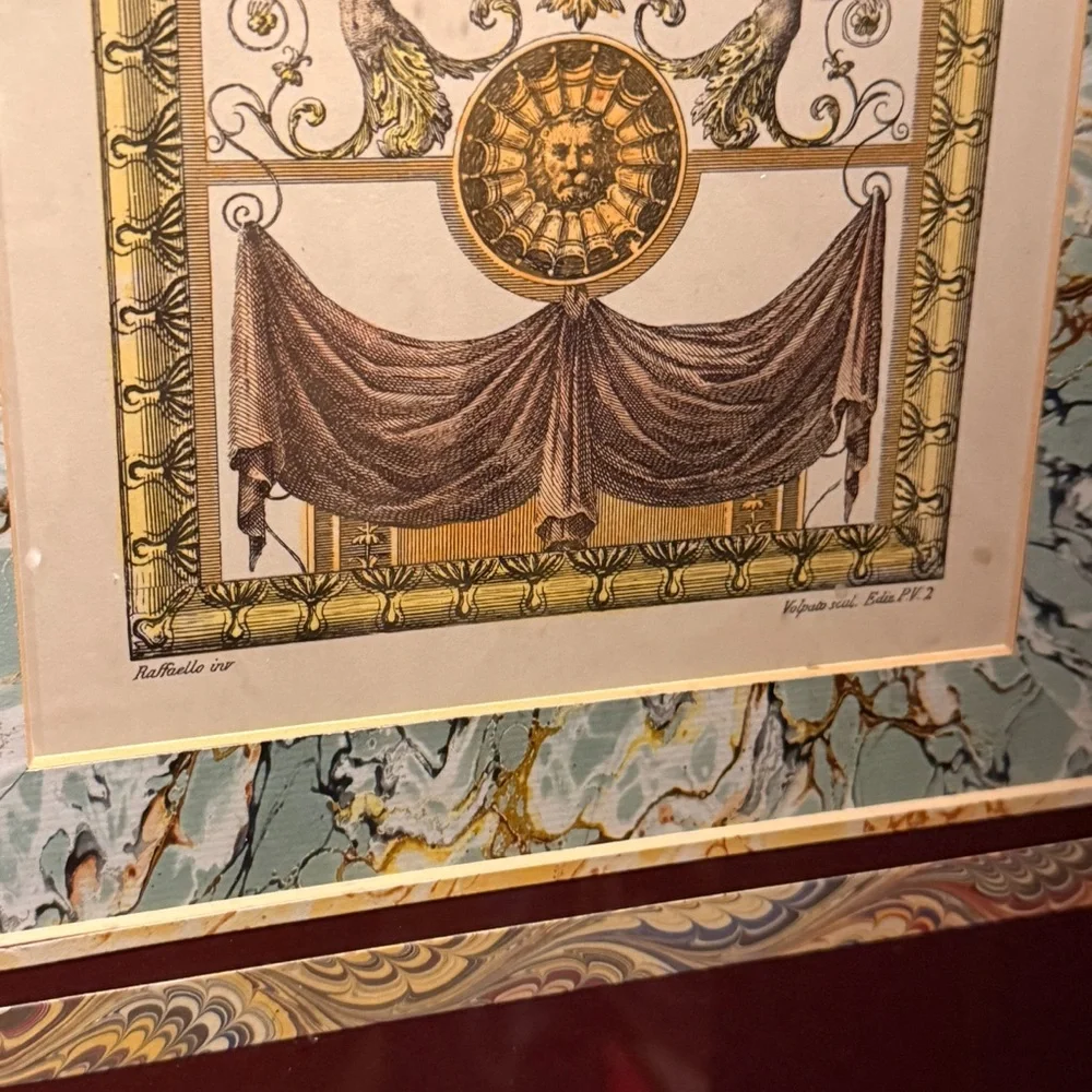 Antique Neoclassical Framed Wall Art Signed Print